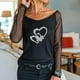 thumbnail image 2 of Camiseta de manga larga con cuello redondo y lentejuelas de malla sólida para mujer, blusa Polluver, Tops Fridja hkj139, 2 of 5