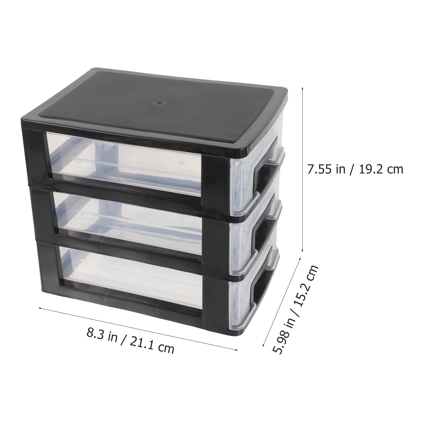 Huaq Three-layer Plastic Drawer Type Closet Portable Storage Cabinet Multifunction Storage Rack Organizer Furniture (Black and Transparent)