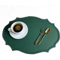 thumbnail image 1 of Leather Washable Placemats, Green Thick Faux Leather Heat Resistant Elliptical Shape Table Mats,Waterproof Non-Slip Easy to Clean Place mat for Kitche, 1 of 3