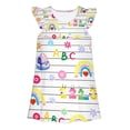 thumbnail image 6 of LILIYA Little Girls A-Line Dress Back to School School Cartoon Print Dress Floral Dress Cute Flutter Sleeve Lightweight Casual Summer Outfits Party Dress for Girls 1st 2nd 3rd Grade, 6 of 6