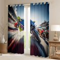 thumbnail image 2 of Castle Fairy Dynamic Racing Bike Blackout Curtains Set of 2 (52x84 Each) for Teens, Motion Blur Circuit Window Curtains for Sport Bedroom, Blue Red, 2 of 6