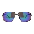 thumbnail image 3 of Xloop Mens Rectangular Racer Metal Rim Sport Sunglasses Gunmetal Teal Mirror, 3 of 4