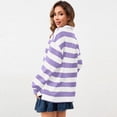 thumbnail image 6 of Women Long Sleeve Striped Polo Shirt Oversized Collar Y2k Pullover T Shirt Casual Loose Streetwear Rugby Sweatshirt, S, 6 of 6