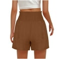 thumbnail image 3 of Tmtolofot Women's Solid Color Casual Trousers Athletic Shorts Jogger Sweat Loose Drawstring Bermuda Shorts Cotton Linen Summer Fashion Short Pants , 1#Coffee , Medium, 3 of 6