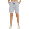 thumbnail image 3 of Stelle Women's 7" Bermuda Shorts Casual Drawstring Cotton Lounge Shorts with Pockets,Above Knee Length Athletic Running Workout Yoga Sweat Shorts,Summer Loose Comfy Lightweight Pants,XS-XXL Gray, 3 of 7