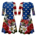 thumbnail image 6 of BOMYJESK 250th Anniversary USA Flag Floral Maxi Dress for Women 4th July Summer Dresses Independence Day Art Print A-Line Dress Elegant Classy American Flag Floral Party Apparel Yellow S, 6 of 7