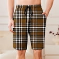 thumbnail image 2 of Miluxas Mens Plaid Check Soft Lightweight Long Shorts Drawstring Pants with Pocket Coffee XXXL(XXXL), 2 of 6