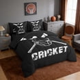 thumbnail image 2 of Erosebridal Vintage Cricket Bedding Comforter Set, Sport King Bedding Sets for Men and Boys, Black Reversible 7-Piece, 2 of 6