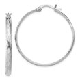 thumbnail image 1 of Sterling Silver Rhodium-plated Polished Textured Large Round Hoops QE11490, 1 of 2