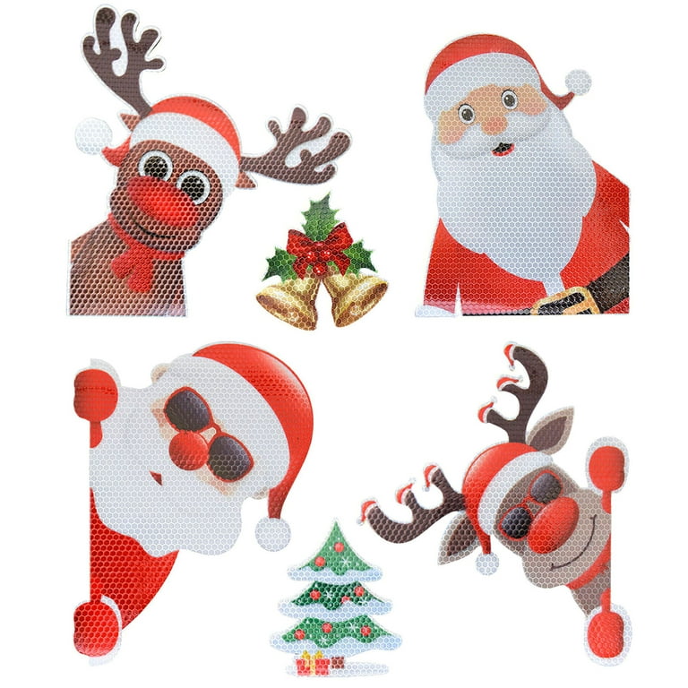Magnetic Christmas Car Fridge Decorative Reflective Bulb Lights,Reflective Sticker  Magnets Light Bulb Santa Claus Magnetic Decal Refrigerator Stickers for  Holiday Christmas 