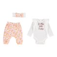 thumbnail image 2 of Chick Pea Baby Baby Girl Newborn Essentials Baby Onesie Bodysuit Set 3 PC Set Floral Thanksgiving Attire 3-6M, 2 of 2