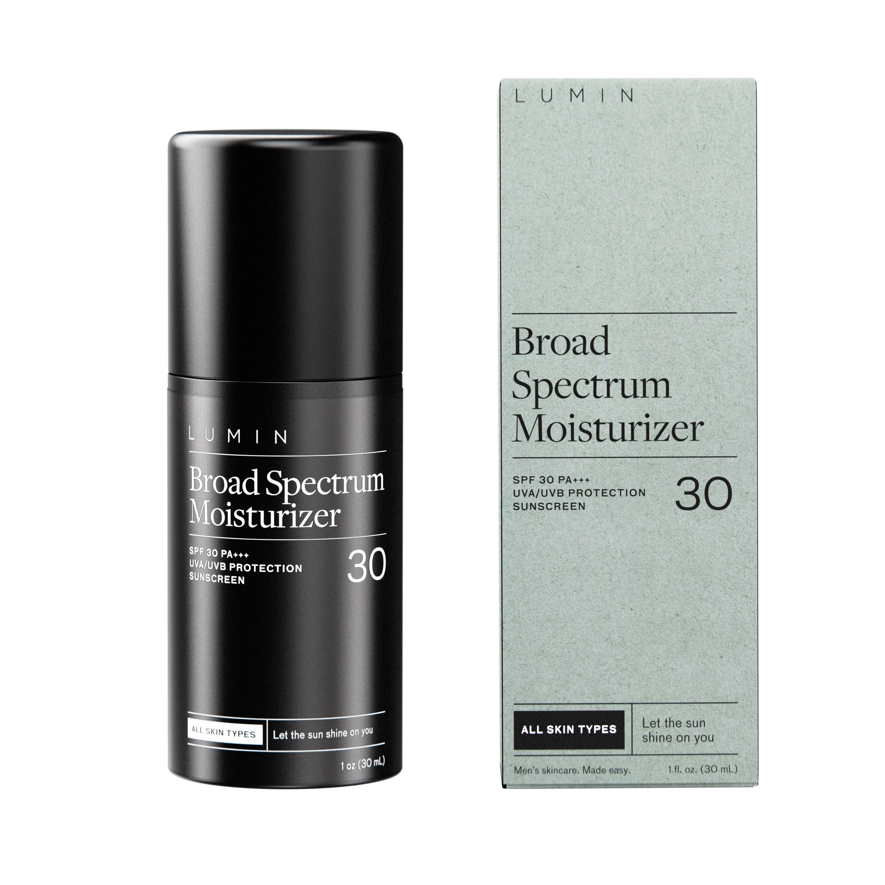 Lumin Men's Lightweight Daily Face Moisturizer with Sunscreen, Broad Spectrum SPF 30