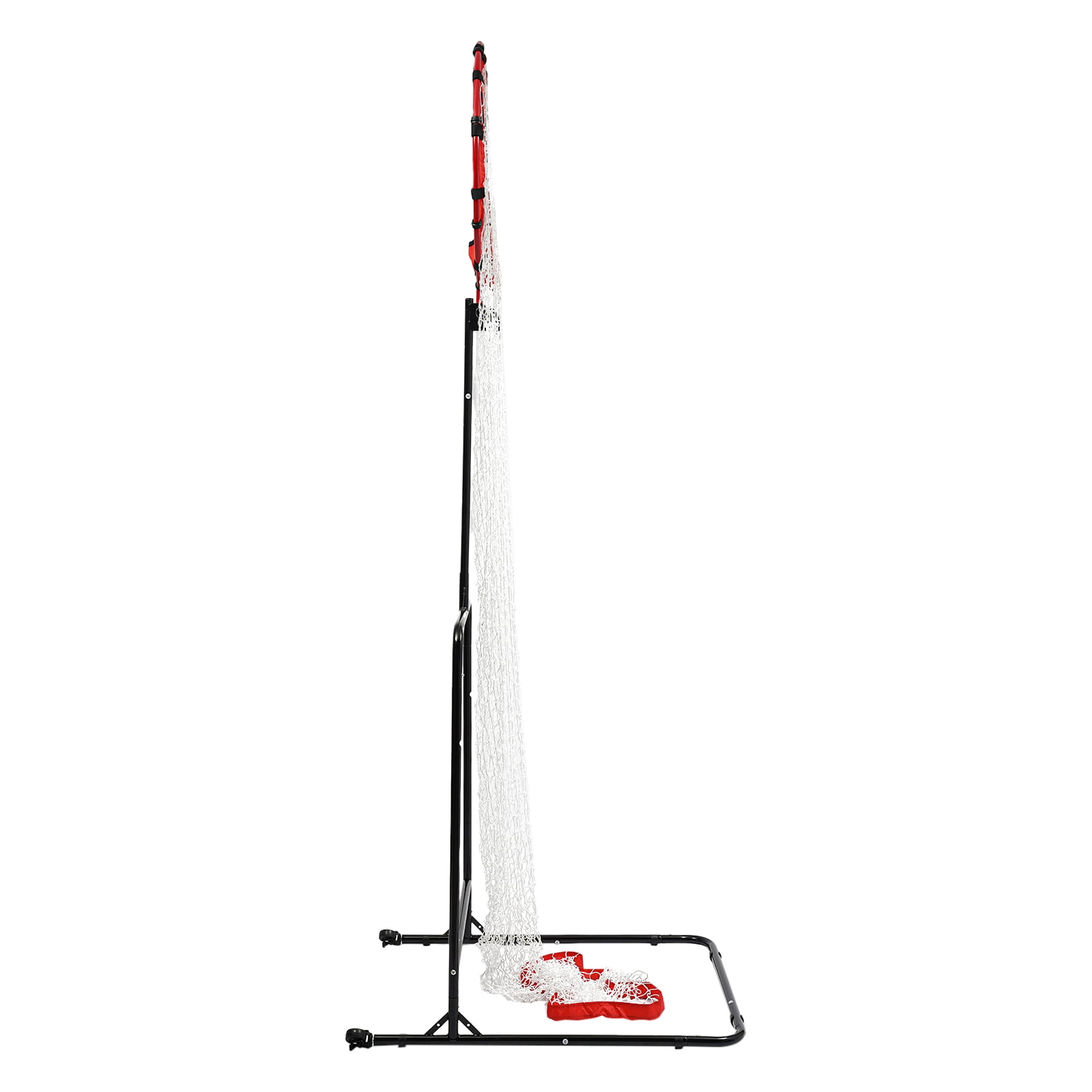 Black & Red Adjustable Volleyball Trainer - 5.58-11ft Height & 0-90° Angle - Professional Knotless Net - Portable with Wheels