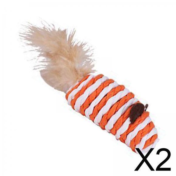 BELOVING 2xFake Mouse Cat Toys Small for Interactive Game Cat Kitten Store Orange
