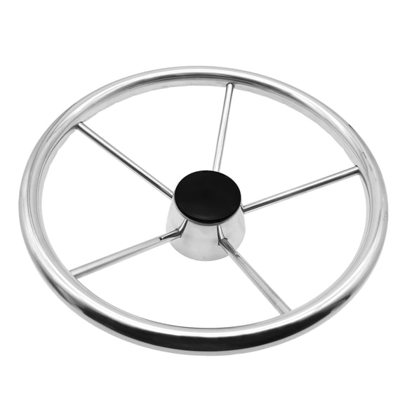 maskred Durable Yacht Steering Wheel Easy To Install Marine Accessories Wide Compatibility Boat Accessories Silver 13.5Inch No Knob