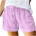 thumbnail image 1 of Womens Plus Size Shorts - 2025 Summer Beach Drawstring Shorts with Pockets, Loose Cute Vacation Trendy Clothes, Cotton, 1 of 6