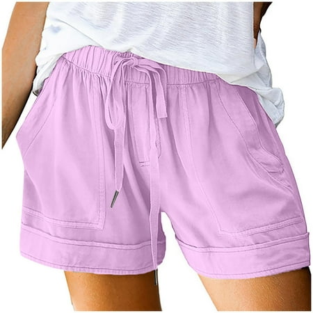 Womens Plus Size Shorts for Women Casual Summer Beach Drawstring Boy Shorts Underwear for Women Shorts with Pockets Loose Swim Shorts for Women Swimwear Cute Vacation Trendy