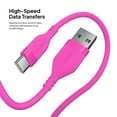 thumbnail image 4 of Powertek Neon Pink Silicone USB-A to USB-C Cable, 6ft Fast Charge & Sync Cord, Durable Tangle-Free Design for USB-C Devices, 4 of 6