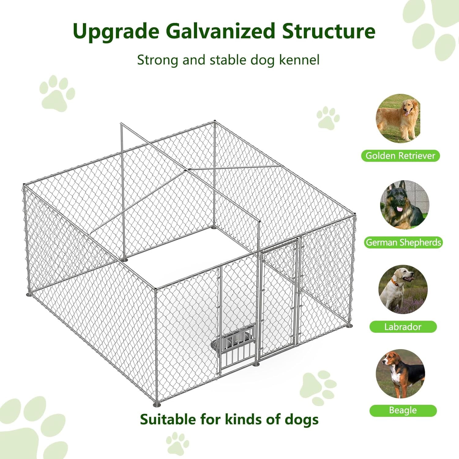 Yesurprise Outdoor Dog Kennel, Large Dog House with Roof Waterproof Cover for Small Medium Large Dog, Pet Playpen with Secure Lock