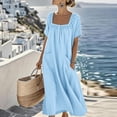 thumbnail image 5 of Bosfbaoi Dresses for Women Casual Flowy A-Line Dress Square Neck Short Sleeve Maxi Womens Dresses with Pockets Summer Dresses for Women 2026, 5 of 8