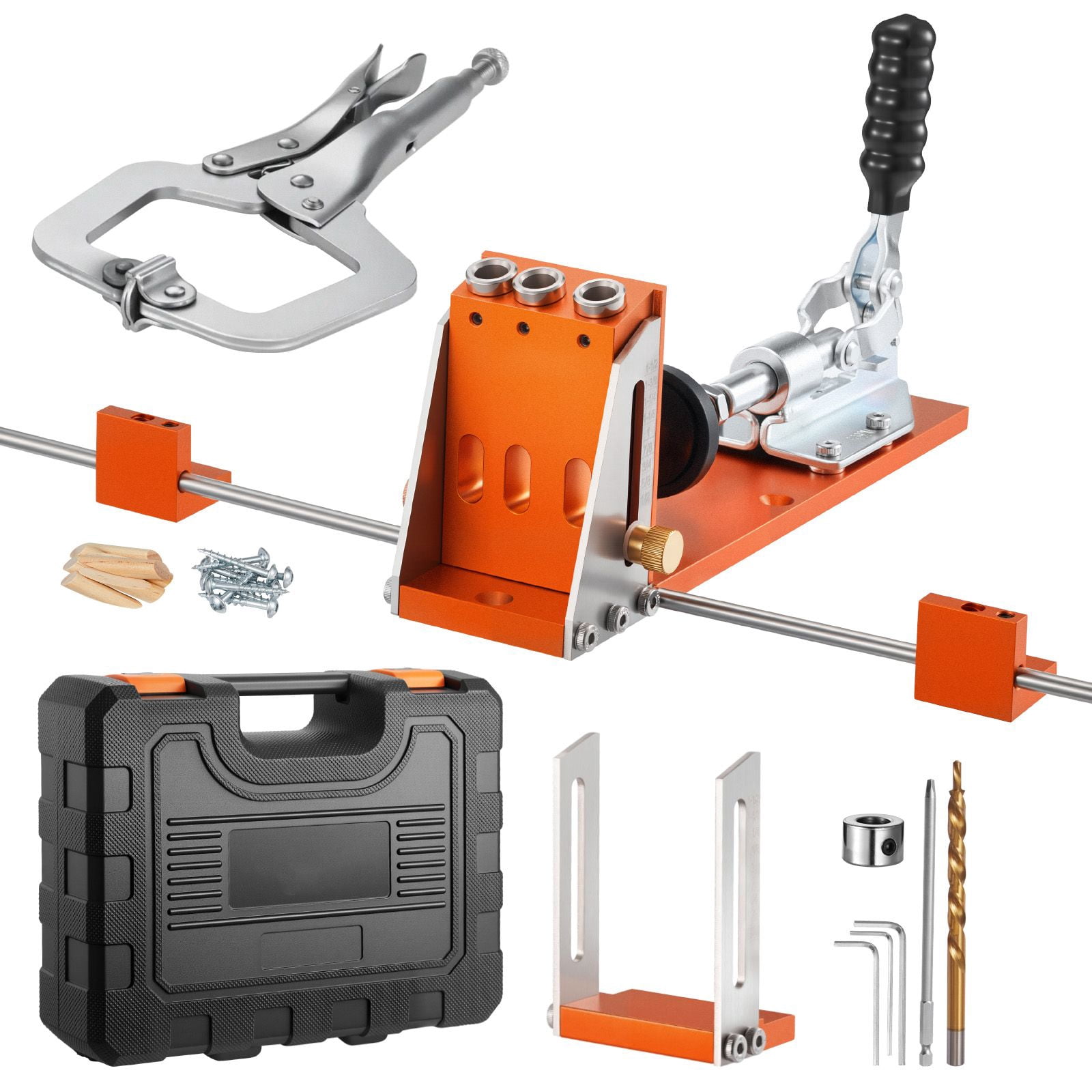 Dranite Pocket Hole Jig Kit,16-Piece System with Metal Frame Case,for 1/2 to 1-1/2Inch Wood Boards