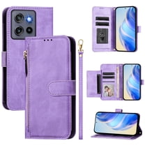 Decase Case for Moto G Stylus 5G (2025), Wallet Phone Case Leather Stand Cover with Shoulder Strap, Wireless Charging,Purple