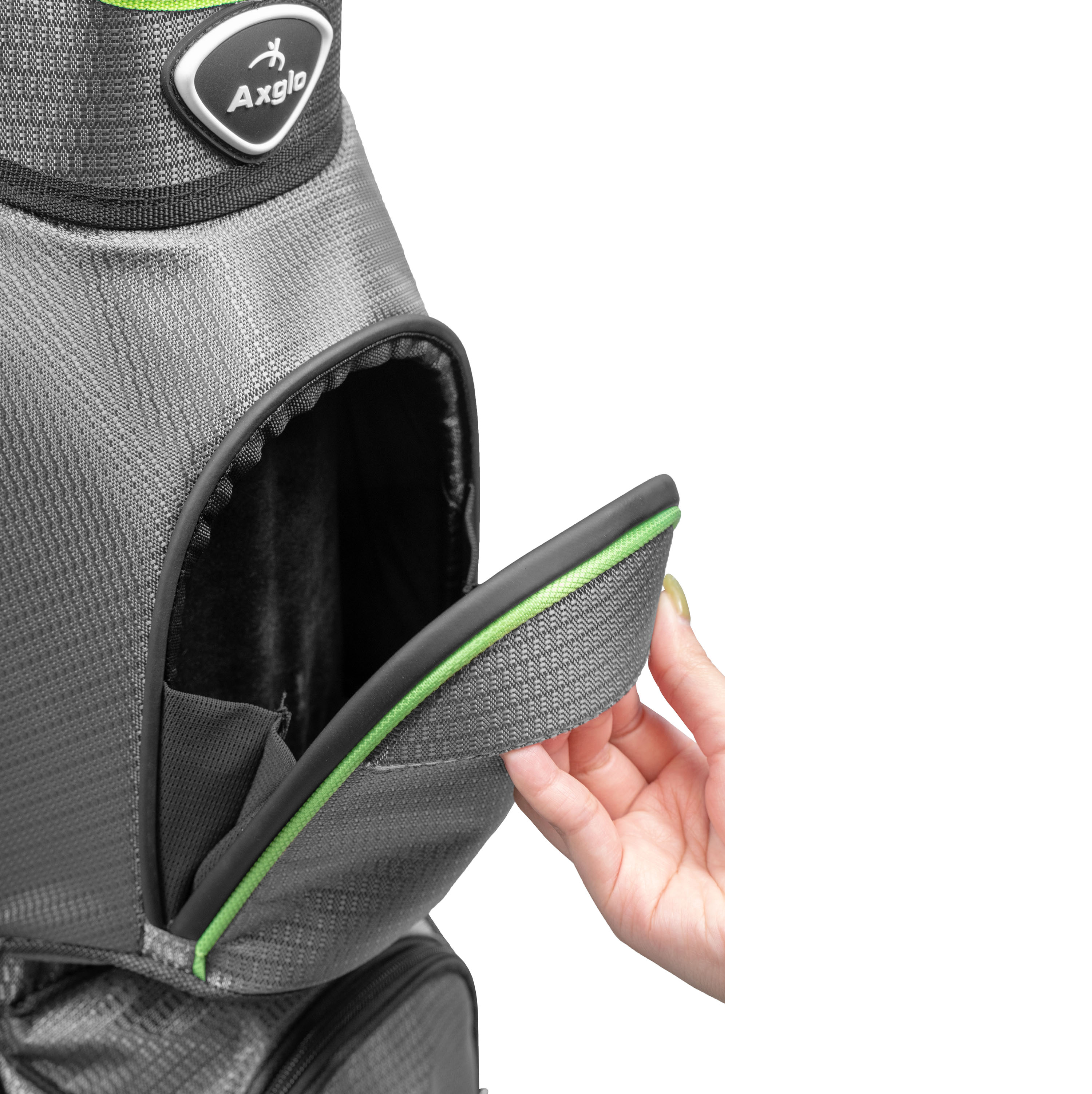 Axglo A211 Lightweight Golf Cart Bag | 15 Full-Length Dividers with Putter Well - Green/Silver