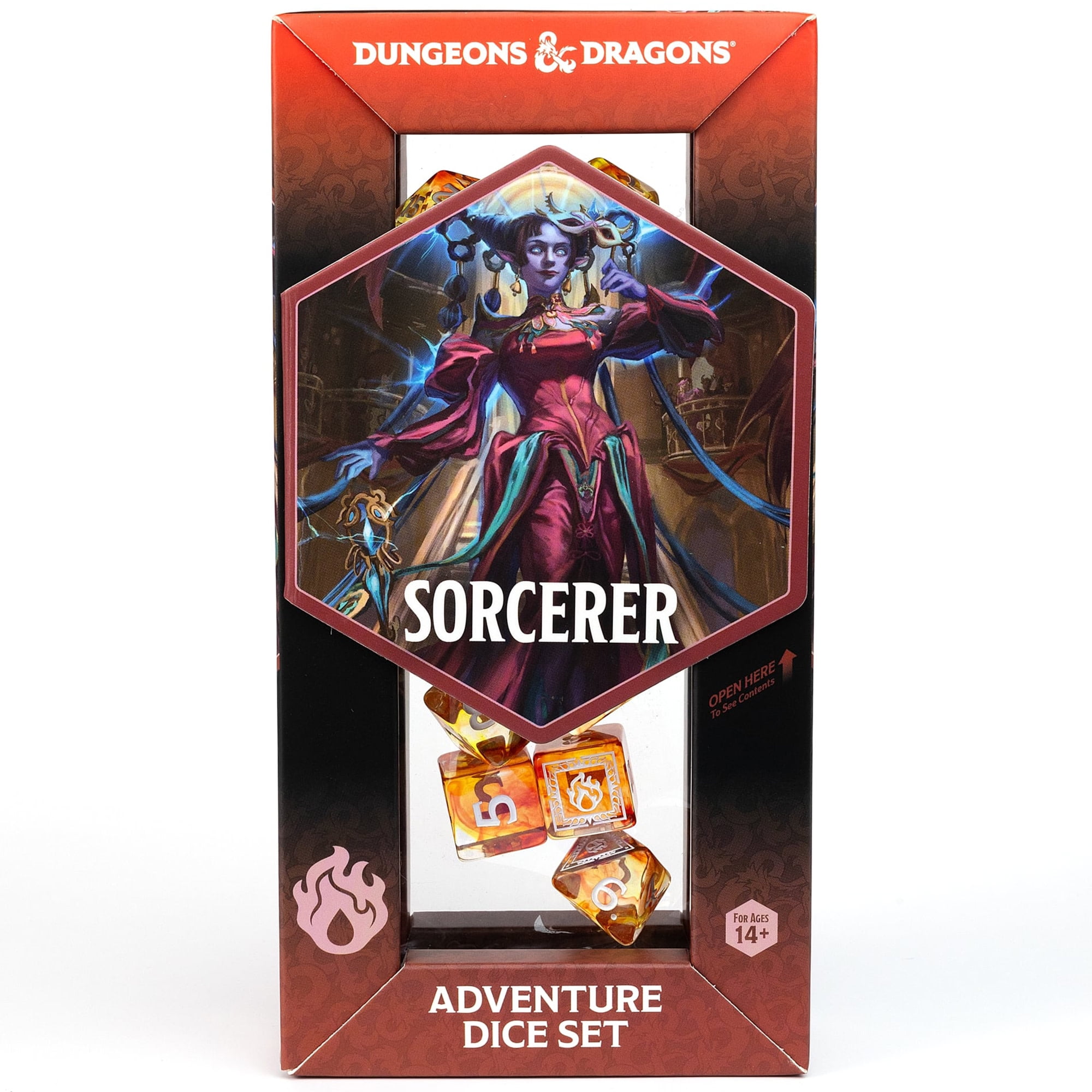 Dungeons & Dragons: D&D Adventure Dice: Sorcerer - Orange - 16pc RPG Set, Class Symbols, Roleplaying Game Accessory, Sirius Dice, Officially Licensed