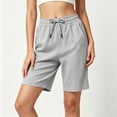 thumbnail image 7 of Cagogo Women Loose Drawstring Shorts Casual Solid Beach Bermuda Pants Summer Active Lounge Yoga Swimwear Travel Trousers, Gray 2XL, 7 of 7