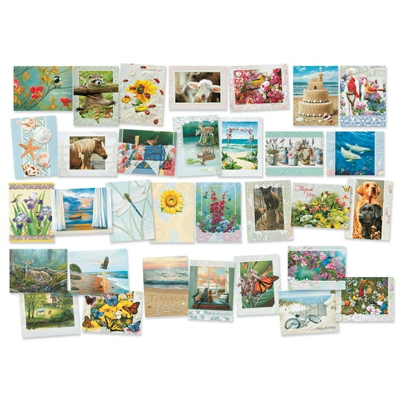 Pumpernickel Press Embossed Greeting Cards Boxed Assortment – Petite Inspirational Bible Scripture, 32 Count