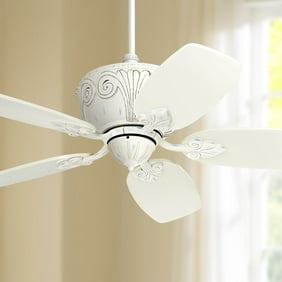 52 Casa Vieja Shabby Chic Ceiling Fan Antique Floral Scroll Rubbed White For Living Room Kitchen Bedroom Family Dining