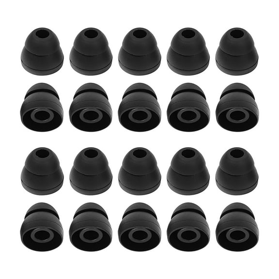 20Pcs Black 5mm Dia Silicone Noise Cancellation Double Flange Earbud Eartips for In Ear Earphones Headset