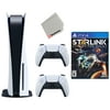 Restored Sony Playstation 5 Disc Version with Extra Controller, Starlink: Battle for Atlas and Cleaning Cloth Bundle - Glacier White (Refurbished)