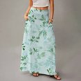 thumbnail image 4 of LWavelet Hibiscus Print Maxi Skirt with Side Pockets Women Tropical Style Daily Casual Flowy Bottoms Green L, 4 of 5