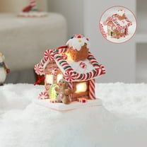 Christmas Gingerbread House Decoration Glowing Candy House Christmas Gift Soft Clay Fairy Tale Xmas Decor Light Up Holiday Tabletop Atmosphere Ornament