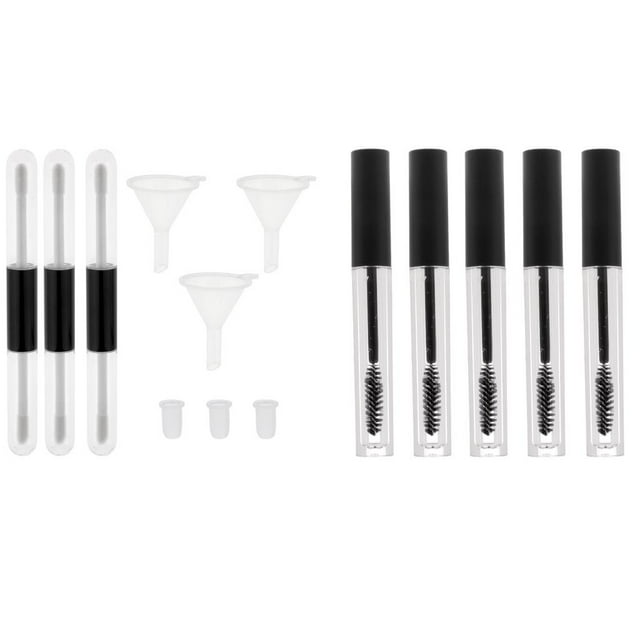 3 x 4ml Tubo de Lápiz Labial Vacío, 5 x 5ml Piezas Botella de Pestañas, 3pcs Embudos y 3pcs Tapones