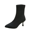 thumbnail image 2 of Bnwani Women Boots New Winter Fashion Toe Square High-Heel High Casual Solid Boot Black Size 5.5, 2 of 8