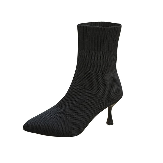 Bottes à Talons Hauts pour Femmes - Bottes Chaussettes Style Hiver Décontracté à la Mode