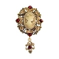 thumbnail image 2 of Opvise Women Brooch Retro Victorian Human Profile Rhinestone Decor Anti-slip Hollow Out Suit Coat Collar Hat Scarf Decoration Clothes Pin Prom Party Garment Jewelry, 2 of 8