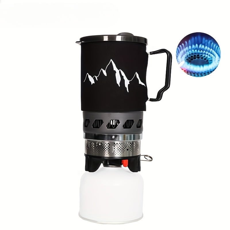 Camping Stove Portable 30.43oz Aluminum Alloy Windproof Stove Set, Jet Burner with Piezo Ignition, Outdoor Propane Cookware for Hiking Trekking Fishing Hunting Emergency