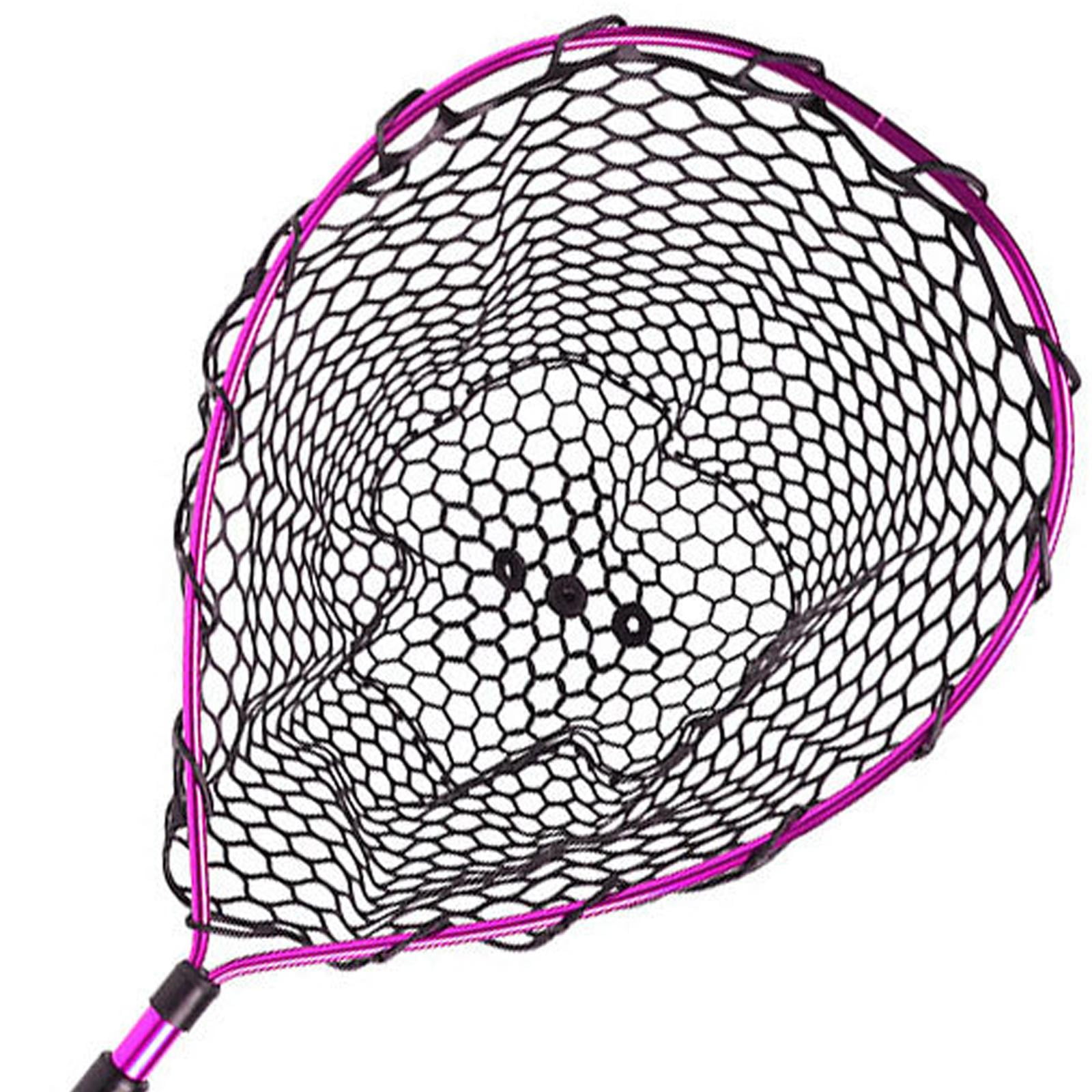 Wswqop Fishing Net Landing Net Foldable T for Kids Adults EVA Handle Catching Releasing Rose Pink