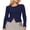 Dark Blue, variant on Rdhnmea Women Slimming Tops Long Sleeve O Neck Solid Color Button Up T-shirt