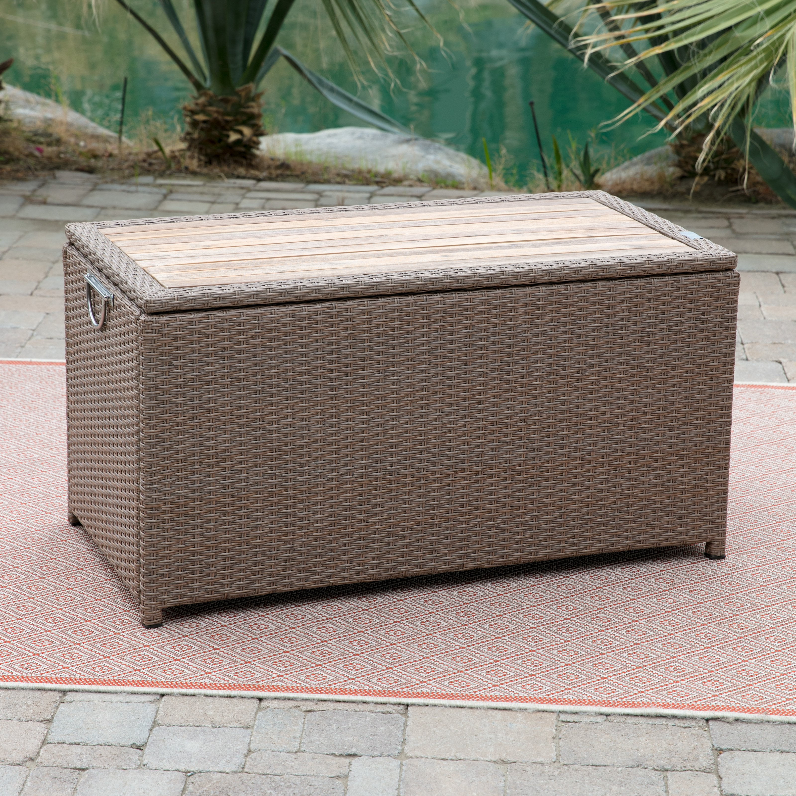 Belham Living Bayport Outdoor Storage Deck Box with Acacia Top by