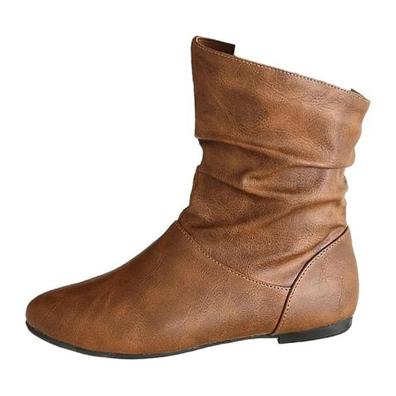 Guttear Flat Ankle Boots Women's Slouch Boots Low Heel Fall Slouchy Boots