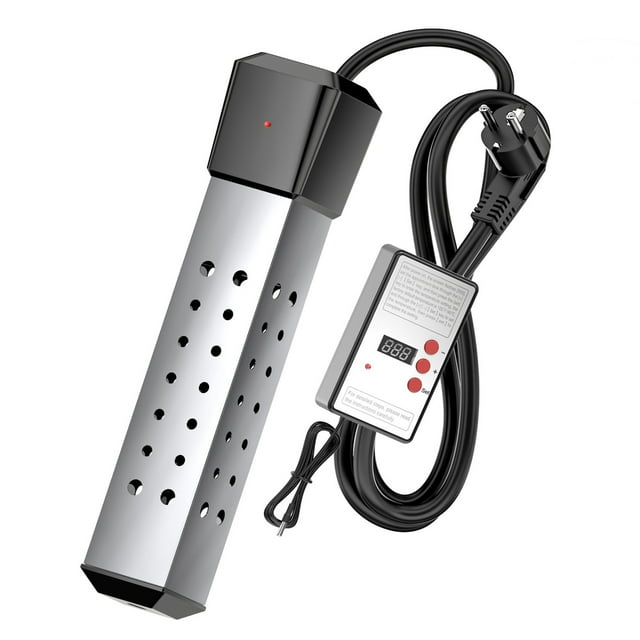 Immersion Water Heater with Temperature Control, 2000W Thermostat Portable Water Heater, Submersible Bucket Water Heater with Stainless Steel Guard, for Mini Pool, Bathtub, Travel