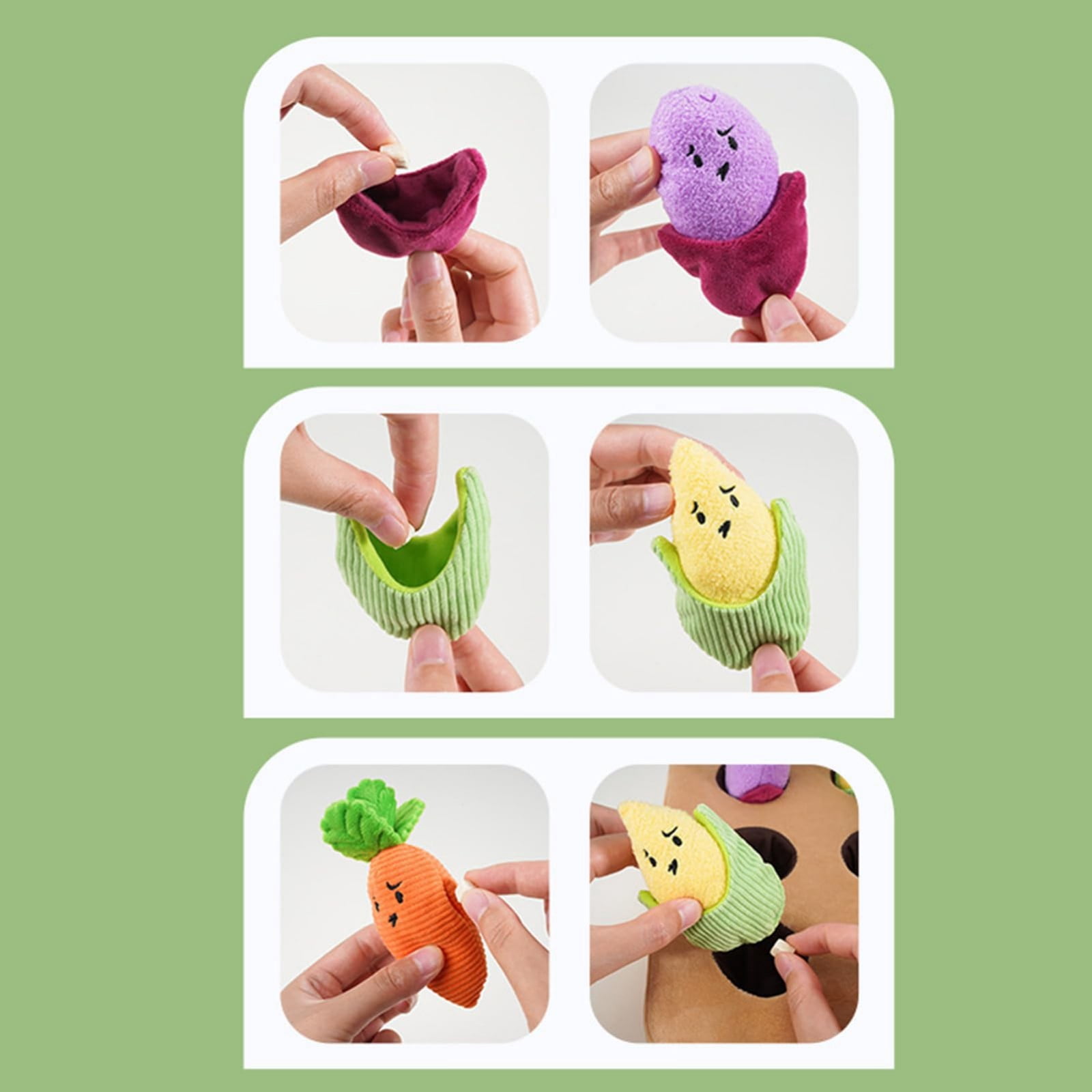 Plush Garden Vegetable Patch Enrichment Dog Puzzle for Foraging and Brain Challenge Interactive Snuffle Mat for Puppies and Kittens Indoor Boredom Relief Pet Toy