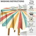 thumbnail image 6 of Rustic Sunset Tablecloth, Vintage Rainbow Stripes Bohemian Colorful Sunshine Retro 70s Print Table Cover for Holiday Farmhouse Kitchen Dinning Outdoor Indoor, Round(60x60in), 6 of 6