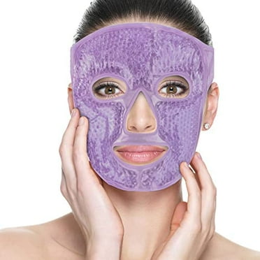 Gel Face Mask Cold Pack Reusable, Gel Eye Mask Hot Cold Therapy Ice Face Mask for Migraines, Headache, Stress, Redness, Puffiness, Acne - Purple