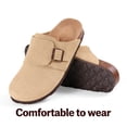 thumbnail image 4 of Litfun Suede Clogs for Women Cork Footbed Sandals Arch Support Potato Shoes with Adjustable Buckle, Taupe, 4 of 8