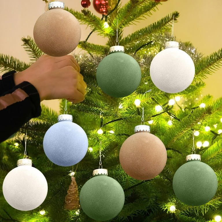Clearance!Velvet Christmas Balls, Velvet Christmas Ornaments for Tree Set  of 15, Farmhouse Christmas Ball Bauble, Christmas Ball Ornaments for Xmas